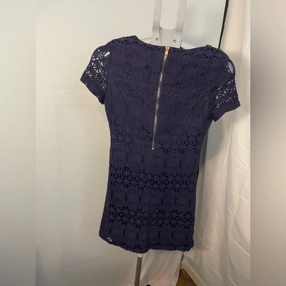 Lulus ‎ SZ small Navy Blue Floral Crochet Lace Short Sleeve Mini Dress - Picture 2 of 10